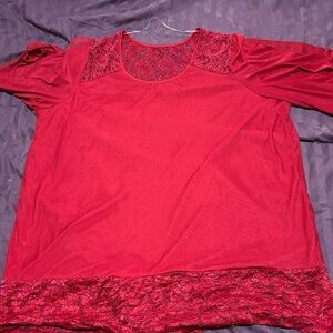 Warehouse one - xxxl- 100% polyester Red Lace Blouse- new or like new